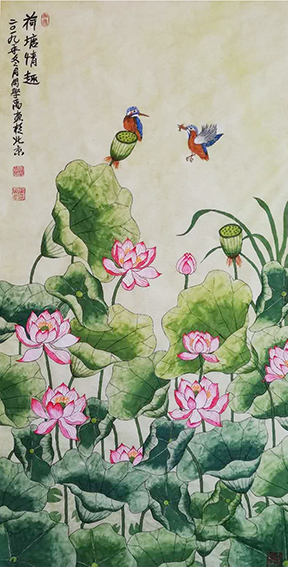 《荷塘情趣》  规格：67cmX132cm  2019年